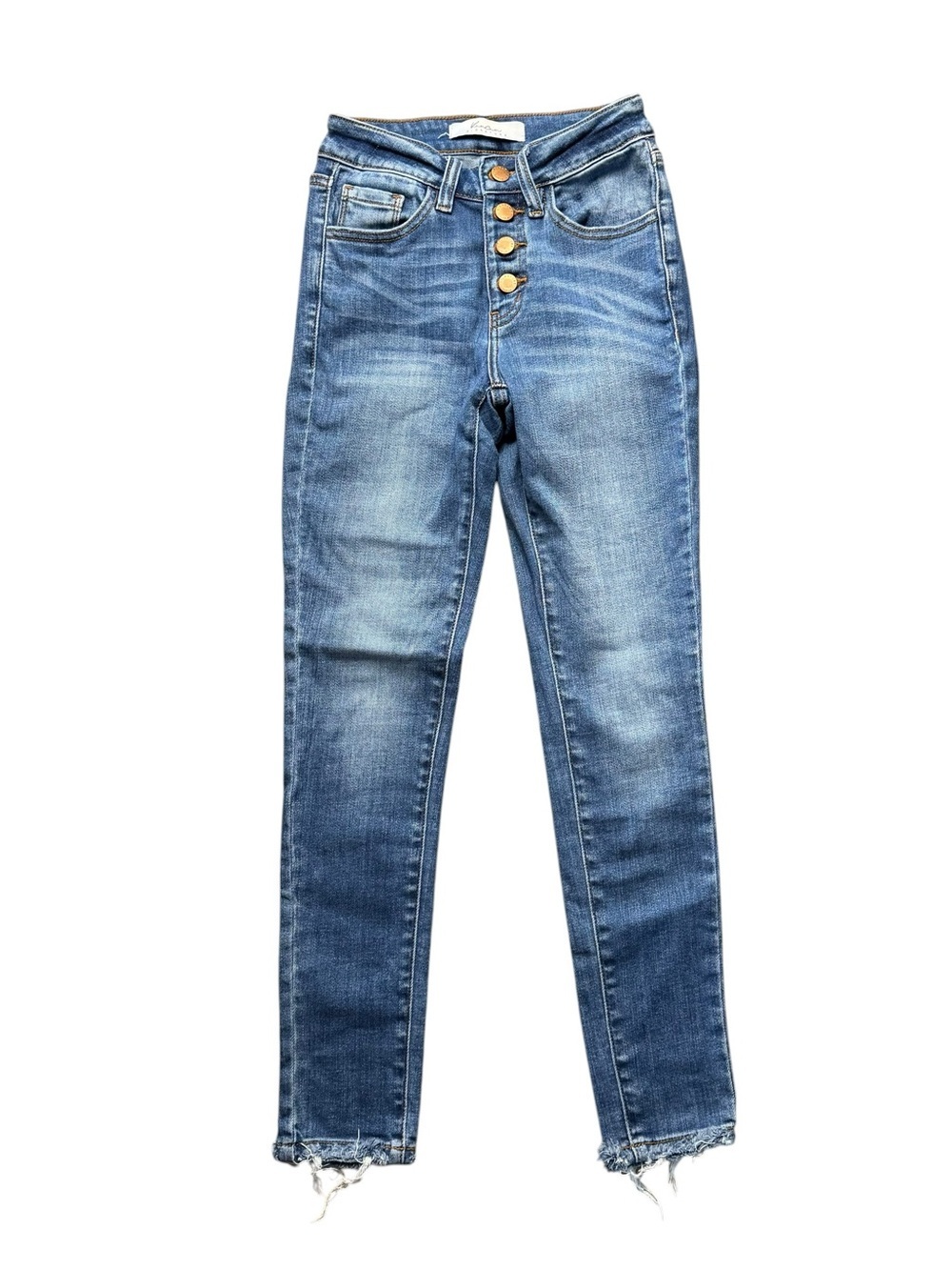 Kancan Signature Skinny Jeans in Medium Blue with Four Button-Fly Size 24